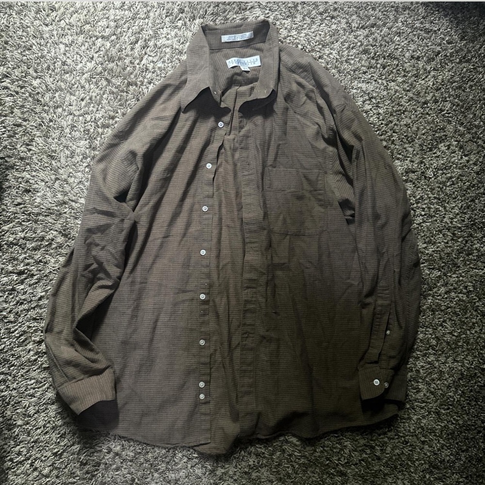 Perry Ellis Portfolio Brown Button Up - Picture 7 of 9